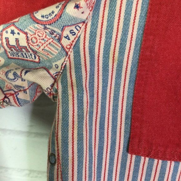 Vintage Baby Guess Denim Overalls Red 6 Months - Picture 3 of 12